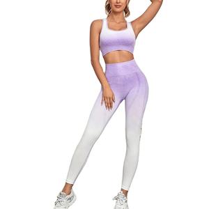 2023 nouveau réversible violet couleur unie soutien-gorge Legging ensemble sans couture imperméable taille élastique sport Yoga costume - Product Image 4