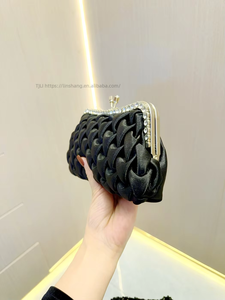 New Cross-border Celebrity Evening Polyester <b>Clutch</b> Bag Temperament Rhinestone Satin Bride Bridesmaid European-American Tanjing - Product Image 2