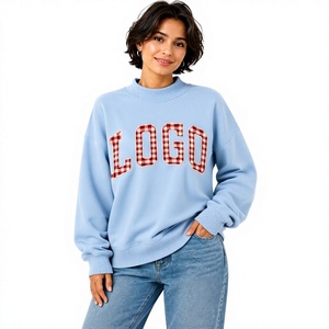 Nouveau sweat-shirt ample pour femme, motif uni, col montant oversize, patchwork à carreaux, broderie, impression de logo personnalisé - Product Image 1