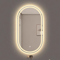 Espejo de Maquillaje Iluminado de Pared Ovalado de Lujo, Espejo de Vanidad LED para Baño, Espejo Inteligente para Salón de Belleza, para Proyectos Hoteleros