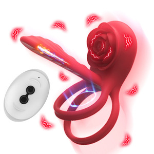 Anello Vibrante per Pene con Blocco Sperma a Forma <span class=keywords><strong>di</strong></span> Rosa, Controllo Remoto Wireless, Giocattolo Sessuale per Coppie - Product Image 1