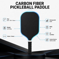 Raquette de pickleball en fibre de carbone à noyau alvéolé 16 mm Gen4, approuvée USAPA, thermoformée, avec service de personnalisation artistique