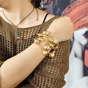 2026 Minimalist Chunky 20mm CCB Gold <strong>Balls</strong> <strong>Bracelets</strong> 18K Plated Punk Layered Bubble Chubby <strong>Bracelet</strong> Stretchy Bangle for Women - Product Image 5