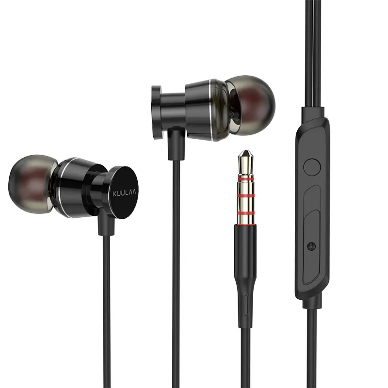 KUULAA Großhandel Komfortabler kabel gebundener Kopfhörer Leichter 3,5-mm-In-Ear-Kopfhörer aus Metall mit Mikrofon