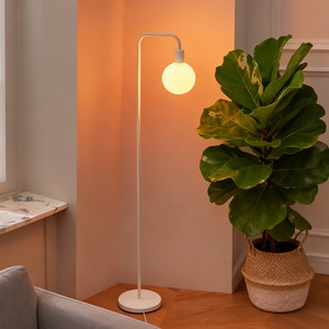 Minimalist Floor <b>Lamp</b> Led Adjustable Height Plastic Body White Shade For Living Room Bedroom <b>Office</b> Decor - Product Image 4