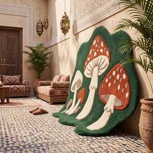 Hand Tufted Wool Mushroom <b>Rug</b> Forestcore Irregular Area <b>Rug</b> Cottagecore <b>Woodland</b> Carpet Nature Inspired Decor for Nursery Bulk - Product Image 6