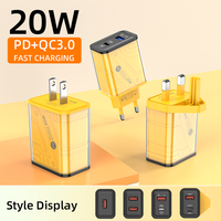 Adaptor suplai PD USB dua Port pengisian daya Cepat 20W Multi-Port tipe-c pengisian daya Cepat 5V3A untuk ponsel grosir EU UK US