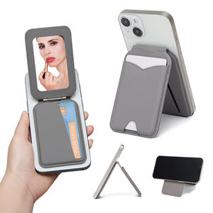 Portefeuille multifonctionnel en cuir avec miroir pliable intégré, porte-cartes magnétique pour téléphone portable, poche pour cartes de crédit - Product Image 2