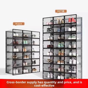 Venda Direta da Fábrica: Caixa de Sapatos Moderna de Plástico com Tampa Articulada, Atacado, Organizador de Sapatos Transparente para Armário Doméstico, Dobrável e Empilhável - Product Image 2
