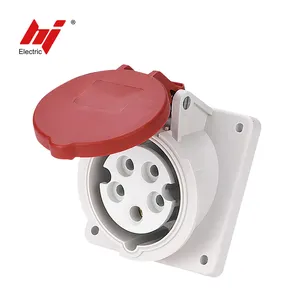 Panel-fixed Waterproof IP44 Industrial Angled Power Socket 380V 16A 3P+N+E