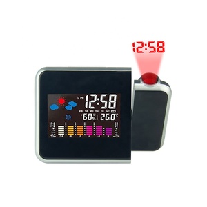 Horloge de projection murale numérique à laser LCD colorée EMAF, station météo, horloge de projection de table - Product Image 2