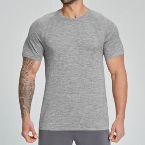 <span class=keywords><strong>T</strong></span>-<span class=keywords><strong>shirt</strong></span> de sport pour homme, coupe ajustée, jersey uni, sans couture, respirant, design uni, pour la salle de sport, le yoga, la randonnée en plein air et la maison - Product Image 5