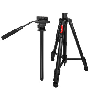Kingjoy Taşınabilir Alüminyum Pro Video Kamera <span class=keywords><strong>Tripod</strong></span>'u Su Geçirmez Darbeye Dayanıklı Su Terazisi 2kg Taşıma Kapasitesi-Katlanabilir Seyahat Tipi DSLR için - Product Image 5