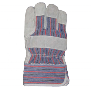 Cuero de vaca pegado puño medio forrado logotipo personalizado 10,5 pulgadas antideslizante construcción combinación seguridad trabajo guantes - Product Image 3