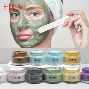 Máscara facial de limpeza orgânica natural, máscara de lama para clareamento do rosto, máscara facial que brilha o rosto, chá verde, turmera, rosa, lama