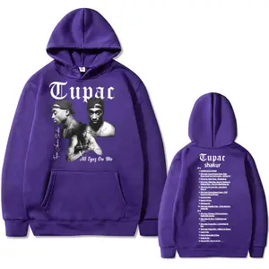 Taille européenne transfrontalière Rapper Tupac 2pac Hip Hop Hoodie Hommes Mode Hoodies Hommes