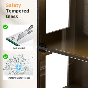 Neuer Stil Vitrine aus gehärtetem Glas mit verstellbaren Regalen, <span class=keywords><strong>LED</strong></span>-Beleuchtung, anpassbarer Farbe, mehrschichtige Standvitrine - Product Image 5