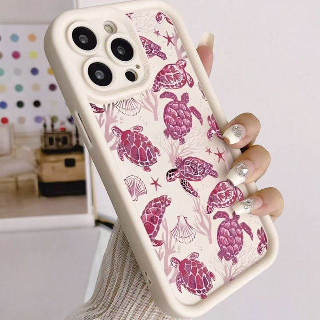 Lovely Sea Turtle Shell Print Ladder Lens Style Shockproof TPU Mobile Phone Cover Case for Iphone 12 13 14 15 16 17 18 Pro Max