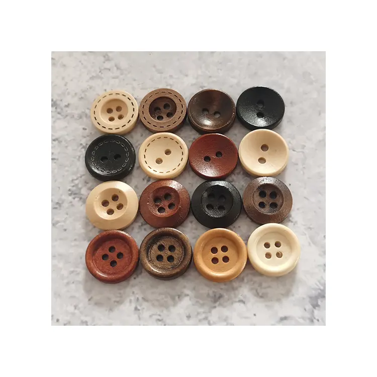 Factory Wholesale Diameter 10mm-30mm Natural Wooden Button For Clothing