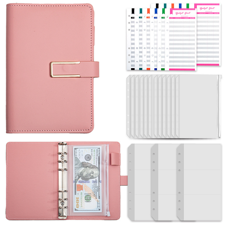 Libro rosa A6 + scheda Budget 12 + borsa con cerniera 12 + slot per schede 3