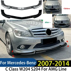 ลิ้นกันชนหน้ารถยนต์ StarNav สำหรับรถยนต์ C Class W204 S204 ปี 2007-2010 2011-2014 สำหรับชุดแต่ง AMG Line Diffuser Spoiler - Product Image 1