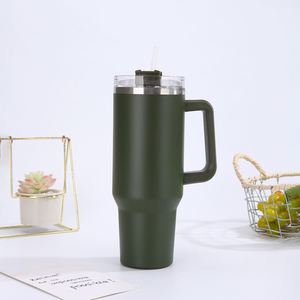 Insulated Car H1.0 Handle <b>Travel</b> Tumbler 40oz <b>Mug</b> Lid Straw Anti-Slip OEM ODM Custom Brand - Product Image 1