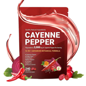 Capsules de piment de Cayenne en gélules molles, 240 unités, pour le soutien des veines, du cœur et des vaisseaux sanguins, avec Vitamine E, D3, K2, Pépins de raisin, Aubépine, Betterave, Berbérine - Product Image 1