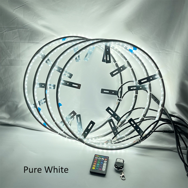 15.5 Inch Double Row Dream Chasing Color Led Wheel Ring Lights Dancing Flow IP68 Waterproof Strobe Rim Lights Car Tire