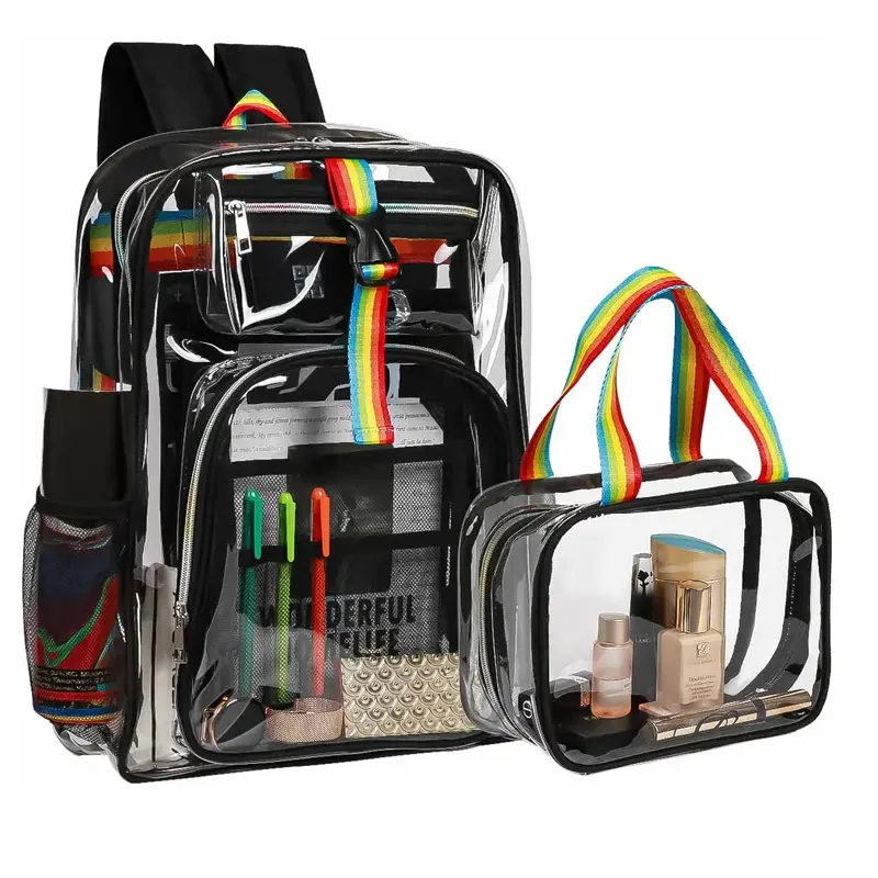 Stadion genehmigt durchsichtige Bücher tasche wasserdichter klarer Rucksack transparente PVC-Schult aschen für Kinder