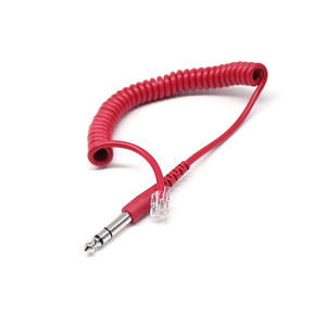 Usine en gros 6.3mm prise stéréo vers <span class=keywords><strong>RJ22</strong></span> câbles de prise fil de combiné en spirale à ressort 4P4C câbles de cordon téléphonique - Product Image 3
