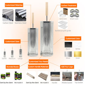Хит продаж, корзина для гриля на открытом воздухе с деревянной ручкой, 304 корзина для гриля из нержавеющей стали, корзина для гриля - Product Image 3