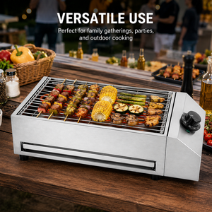 Commercial 2600W Smokeless Electric <b>BBQ</b> Grill EB-280 Stainless Steel Tabletop Barbecue Grill with Adjustable Temperature - Product Image 4