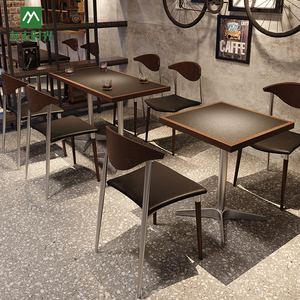 Custom-<strong>designed</strong> Retro <strong>Industrial</strong> Style Wood Metal Bar Table Chair Set Sintered Stone <strong>Top</strong> Durable Eco-Friendly Restaurants - Product Image 4