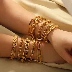 Fashion Hip Hop Stainless Steel 18k Gold Plated High Quality Cuban Bracelet Designer Bracelets For Women