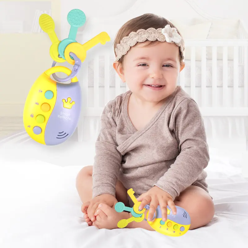 Dropshipping Set Kunci Mobil Remote Control Pintar Musikal Alat Tumbuh Gigi Bayi dengan Lampu Musik & Suara untuk Mainan Anak-anak Balita