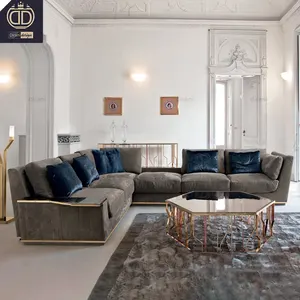 Conjunto de sofá de gama alta, mueble de cuero para sala de estar, moderno, italiano, lujoso, para el hogar