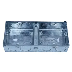 1+1 Metallic Outlet Boxes BS4662 British Standard 35mm 47mm depth electrical metal junction Box