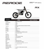 Moto électrique tout-terrain RERODE RX IP67, poids à vide, écran TFT, application intelligente, modes de conduite multiples, plus que la Sur-Ron Ultra Bee.