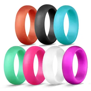 YICAI 5.7MM Stackable Rubber Bands Flexible Silicone Finger Ring For Women Man Wedding Safe Colourful Silicone Ring