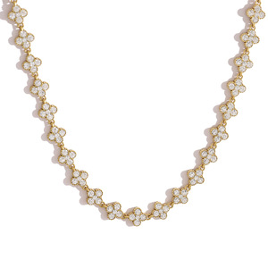 Nouveau collier luxueux en acier inoxydable, entièrement serti de zircons, trèfle à quatre feuilles, exquis, léger et luxueux, coloré, pour femmes - Product Image 4