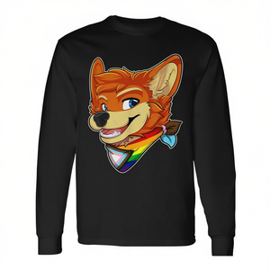 Camiseta de Manga Larga Unisex con Estampado Digital de Progress Pride de Furry Fox, Cuello Redondo, Ropa Promocional, Talla Adulto - Product Image 3