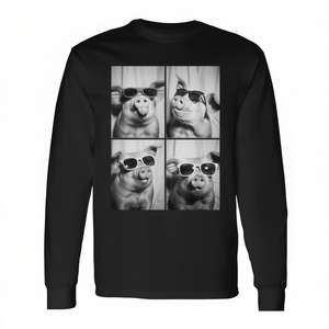 Camiseta de manga larga con diseño de cerdos con gafas de sol, animales de granja geniales - Product Image 2