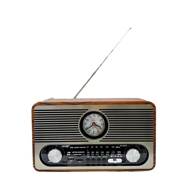 Redwingy NS-6698BT Portable Wireless Time Watch Speaker Vintage Am Fm Old Wooden Retro Radio With Tf Card Function Am Fm Radio