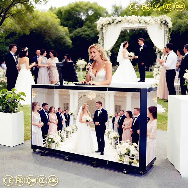 Smart Plug & Play Foldable LED Poster DJ Booth Table Display Screen P2.6P3.91Digital Signage Video for Wedding Bar Club Event