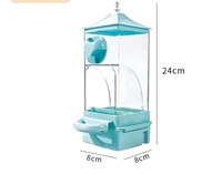 Mangeoire anti-déversement pour perroquets - Distributeur automatique de nourriture par gravité avec conception anti-éclaboussures, coupelle d'alimentation pour oiseaux à fixer à l'extérieur de la cage