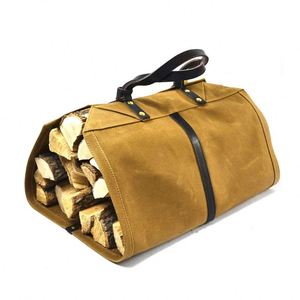 Free Sample Personalized Sturdy, Waterproof, Waxed Canvas <b>Fireplace</b> <b>Log</b> Firewood Holder and Tote Bag for Carrying Firewood - Product Image 3