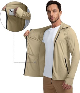 Men's Fashionable Softshell Safari <b>Jacket</b> Stand <b>Waterproof</b> Zipper UV Protection for Urban Outdoor Attire Spring <b>Thin</b> Outerwear - Product Image 4