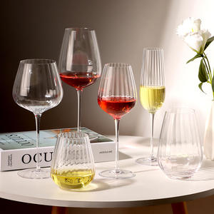 Verres à vin rouge en cristal avec logo personnalisé, rayures verticales, facettes larges, gobelet à eau, utilisation domestique, ensemble de verres à <span class=keywords><strong>champagne</strong></span>, verres à vin de Bourgogne - Product Image 4