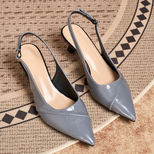 Sandalias de tacón alto para mujer de gran tamaño 36-43 con punta abierta y patrón de piedra sexy - Product Image 5