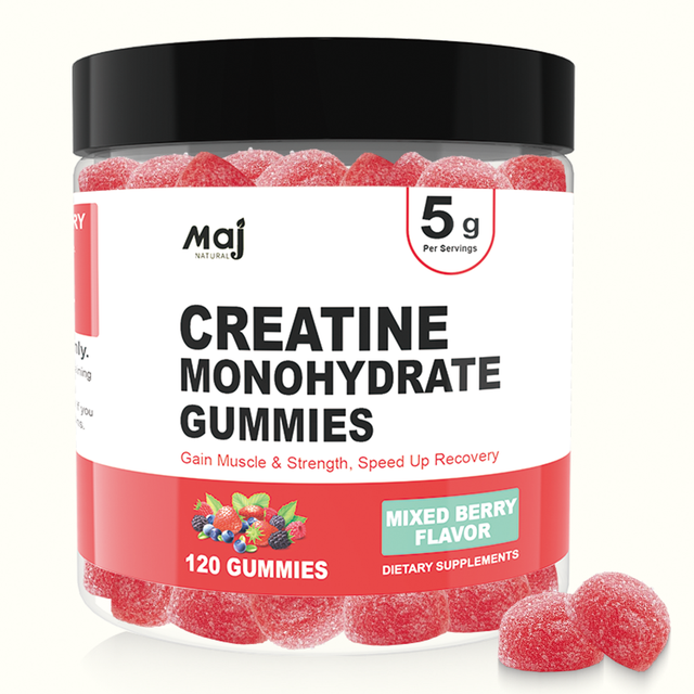 Wholesale OEM Private Label Natural Strawberry Flavor Sugar Free Vegan 5000mg 120 Creatine Monohydrate Gummies Supplement